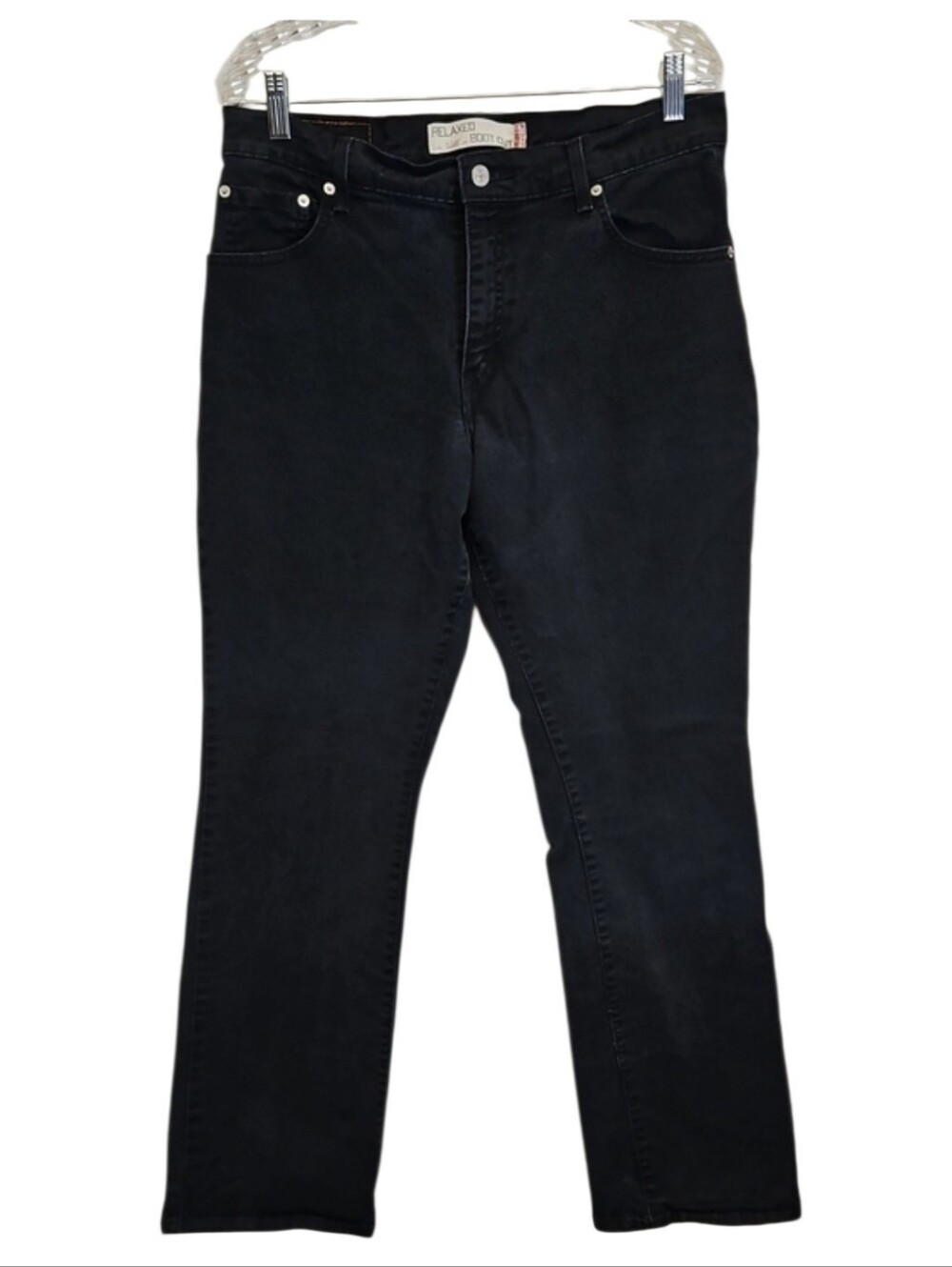 Levi's Relaxed Boot Cut 550 Straight Leg Jeans in Black Wash Size 14L